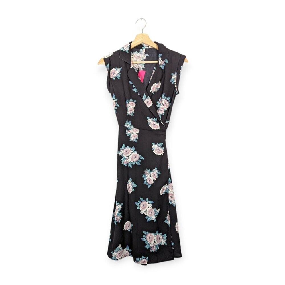 Xhilaration Wrap Midi Dress XS Floral Feminine V Neck Flowy NWT